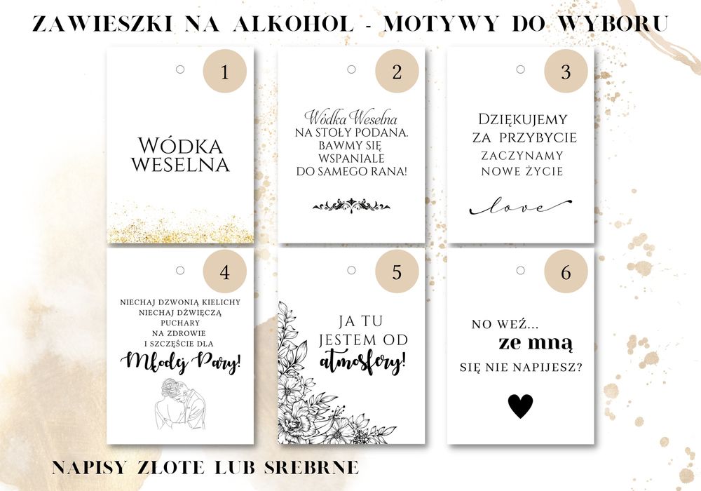 Zawieszki na alkohol złote/srebrne