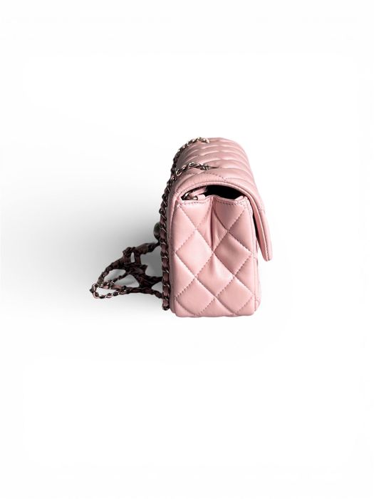 Сумка Chanel Classic 1.55 Small Single Flap in Pink/Silver/тренд 2026/