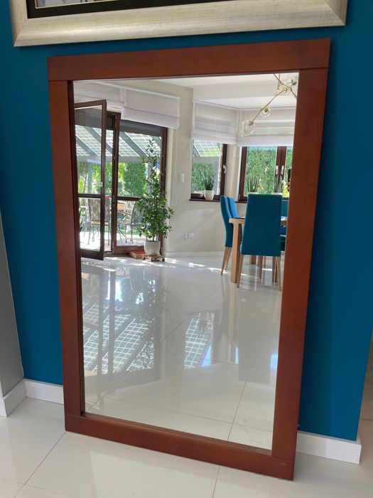 Lustro w drewnianej, granatowej lub brązowej ramie  - 2 sztuki