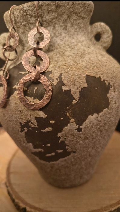 Kolczyki etno orient miedź Koła Trzy Długie