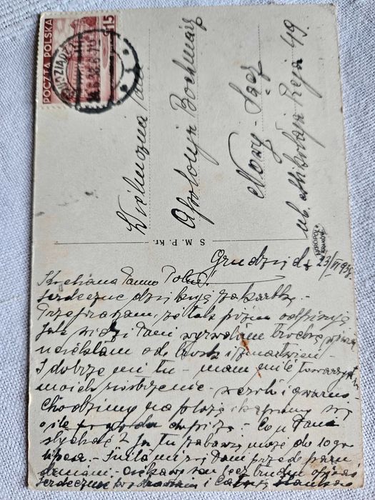 Stara pocztówka z 1938 r. Grudziądz