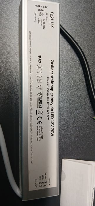 Zasilacz stałonapieciowy do LED 12v 70w