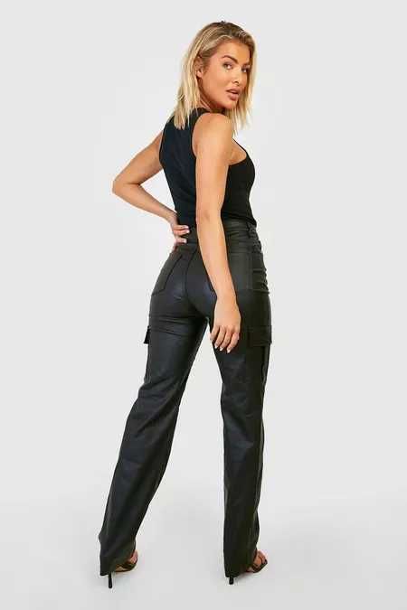 Jeansy damskie cargo, wysoki stan,u rozmiar 40