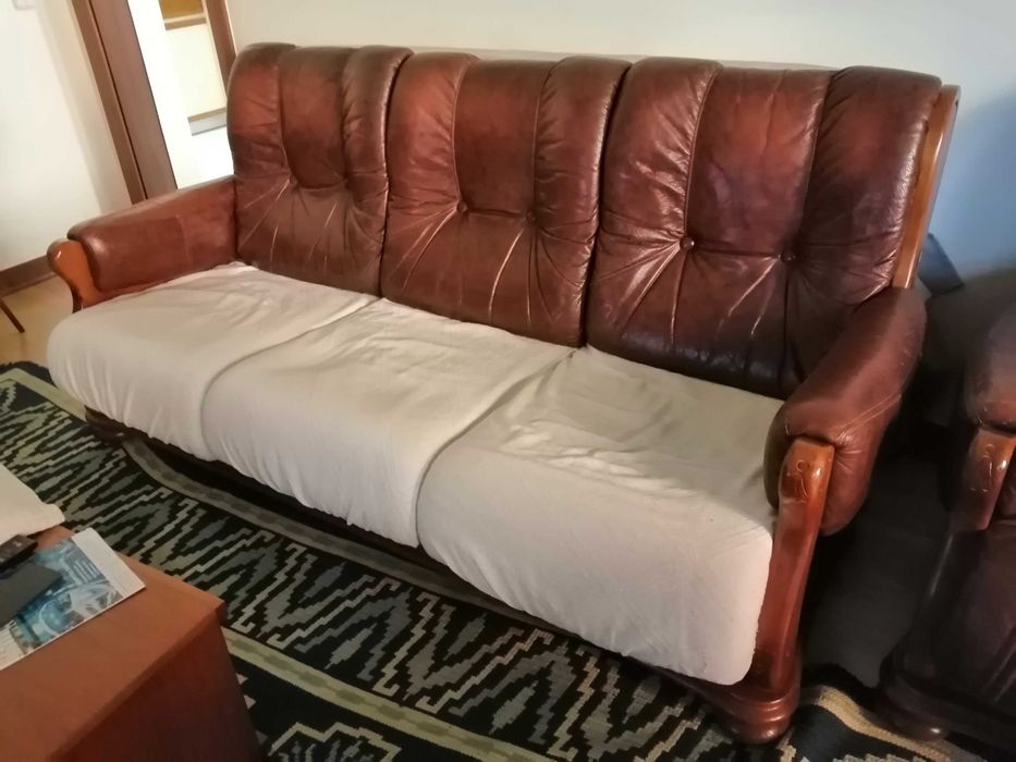 Sofás em pele 3+1 (lugares)