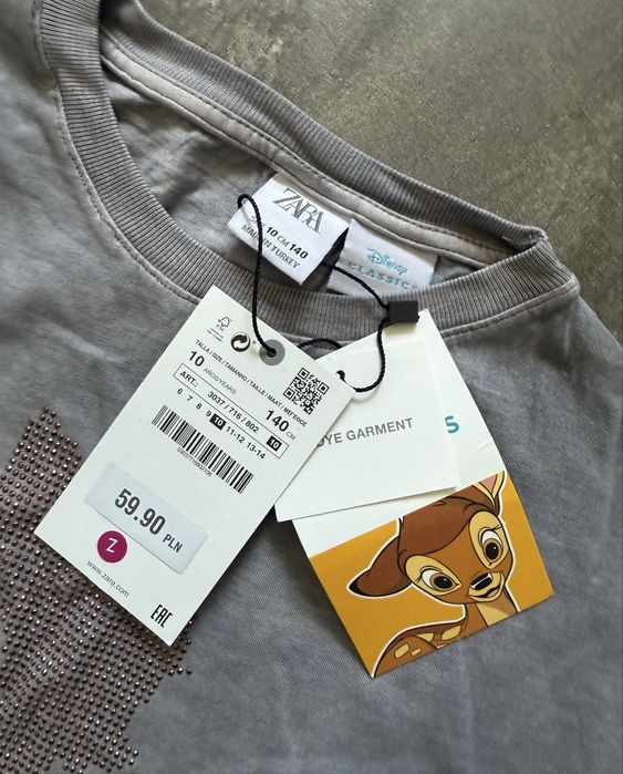 Nowa bluzka Disney dla dziewczynki rozmiar 140 cm Zara Bambi
