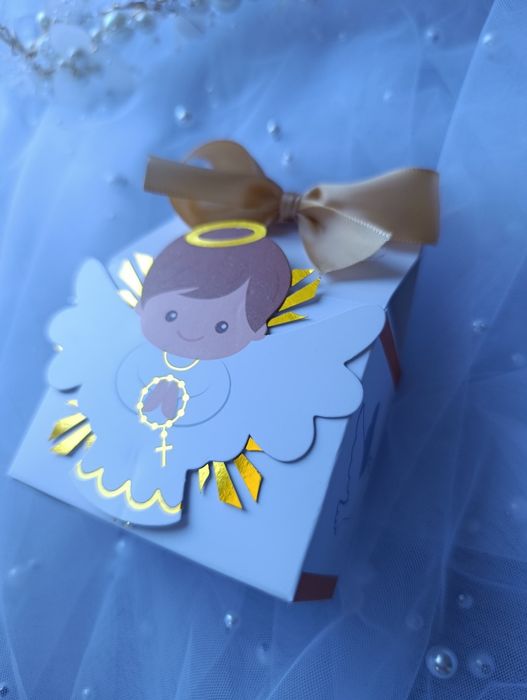 Pudełeczka dla gości upominek pierwsza komunia Święta, chrzest chłopiec