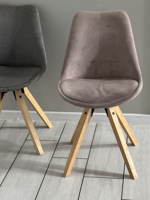 Krzesla 6 sztuk szare różowe skamdynawskie