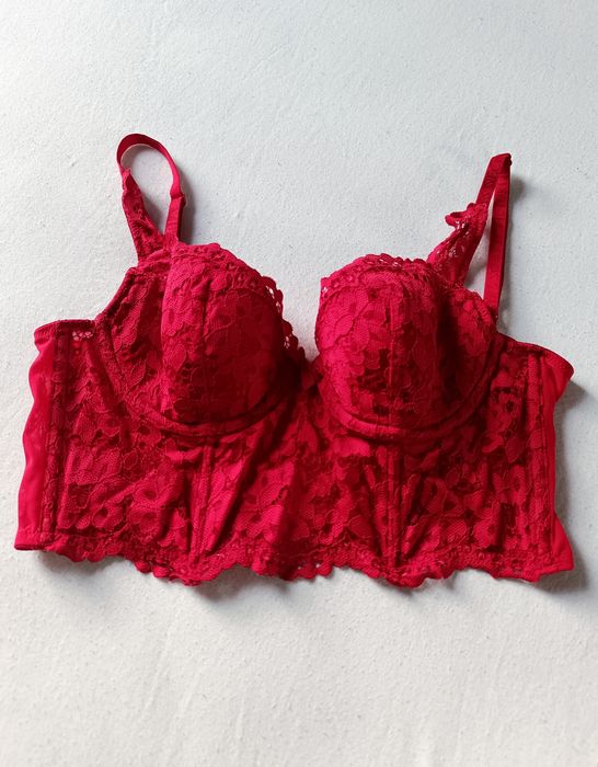 czerwony biustonosz Victoria's Secret 75B S VS bralet bielizna