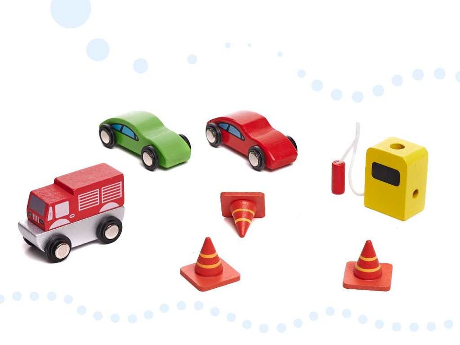 Zabawka drewniana garaż piętrowy parking miejski