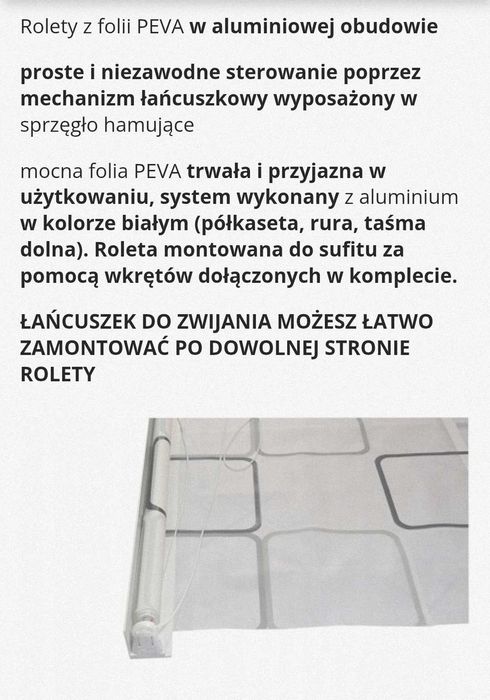 Roleta wannowa 160 cm x 240 cm