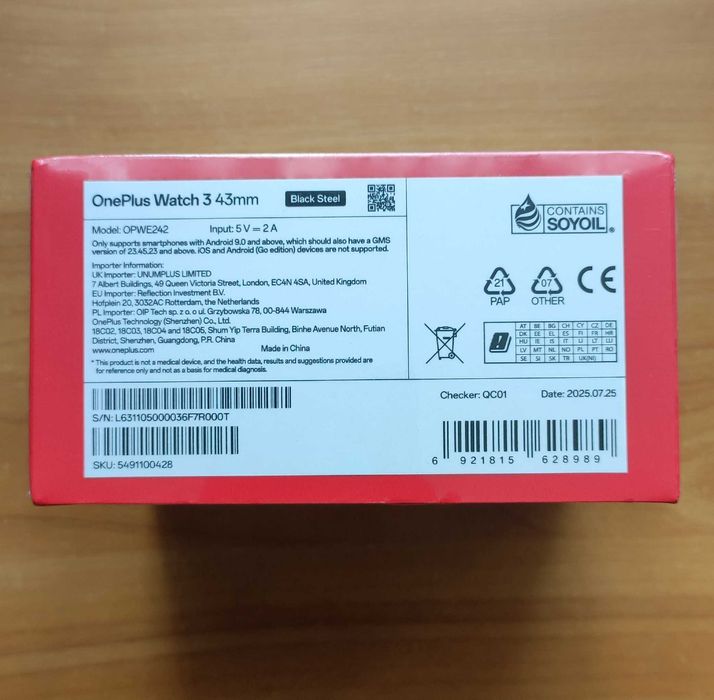 Смарт-годинник OnePlus Watch 3 43mm Global Version Black