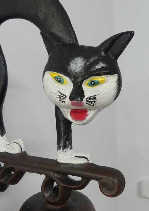 Duży użytkowy DZWON żeliwny KOT dzwonek