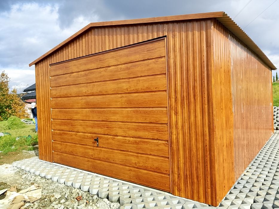 Garaż 4x5 drewnopodobny garaże blaszane blaszak