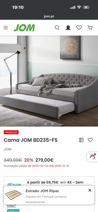 Cama/sofa com gaveta almofadada “nova”