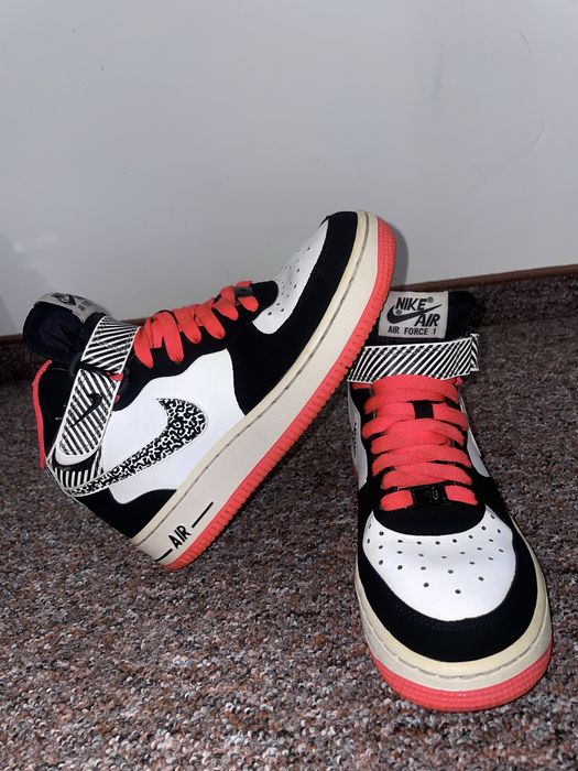 Nike air force 1 gs blanc noir bialo czarne z rozowymi sznurowkami