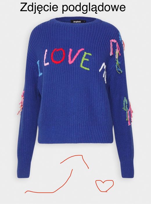 Damski sweter z bawełny z trokami  marki Desigual .