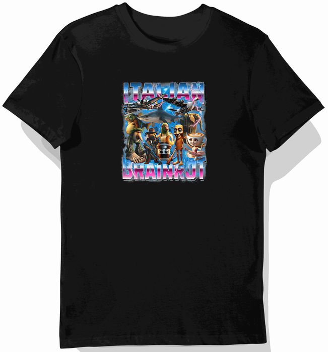 Koszulka dziecięca czarna – Italian Brainrot – Brainrot prezent 128