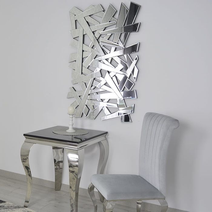 Srebrne lustro glamour prostokątne 80x120 cm M-0505