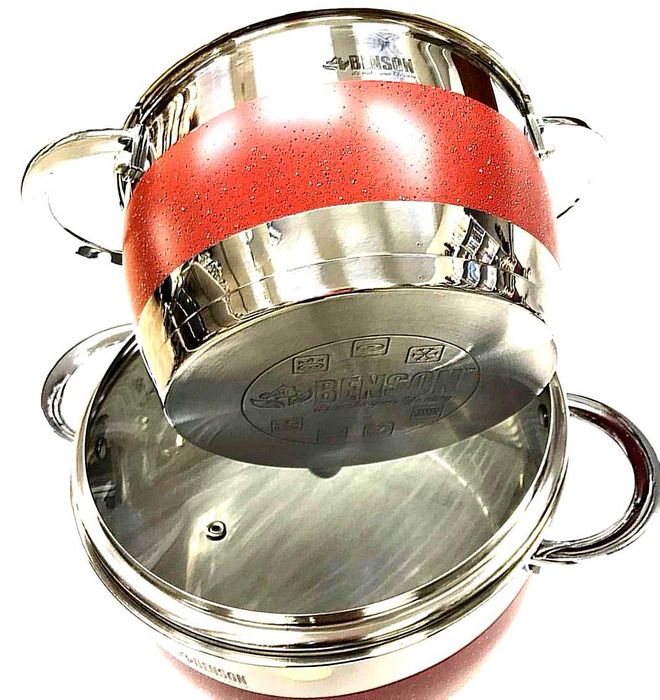 Набор посуды 12 в 1 красный цвет. Кастрюли