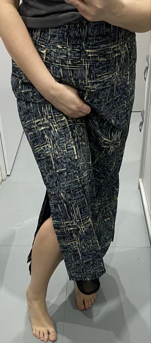 Granatowa spódnica kremowe wzory maxi l-xl