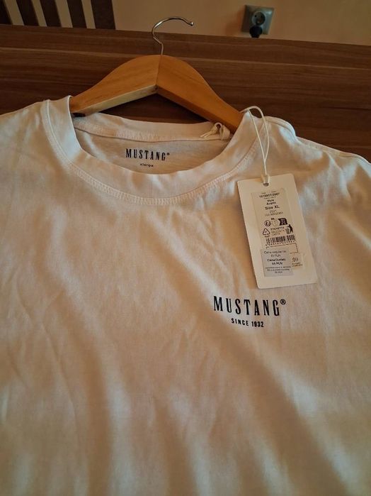 T-shirt męski biały, r. XL, marki Mustang