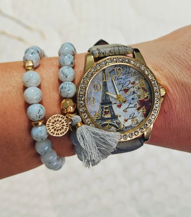 Zestaw biżuterii zegarek i bransoletki nowe