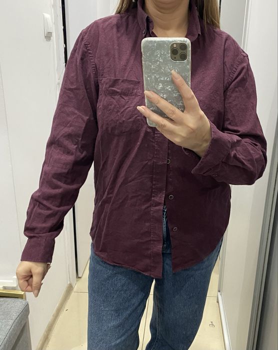Bordowa flanelowa koszula Mark&Spencer m bawełna