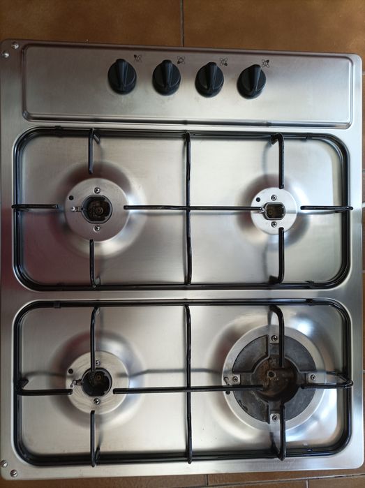 Placa de Fogão a Gás Meireles em Inox (4 Queimadores com Wok) – Excelente Estado