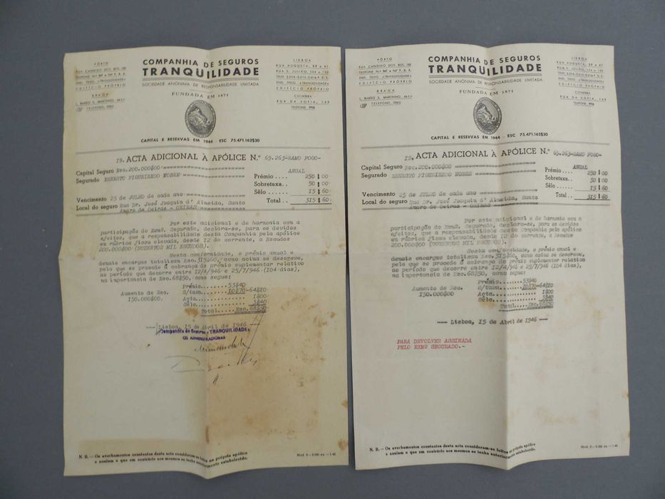Antigo Seguro Tranquilidade, 1946