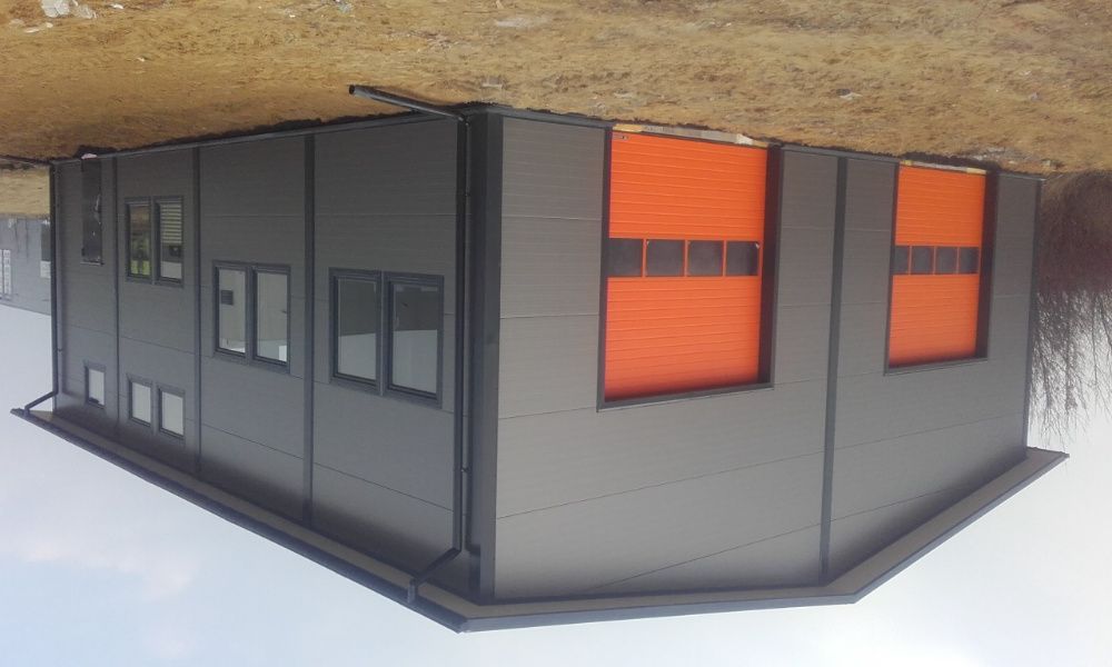 Hala stalowa garaż ocieplany z płyt warstwowych konstrukcja