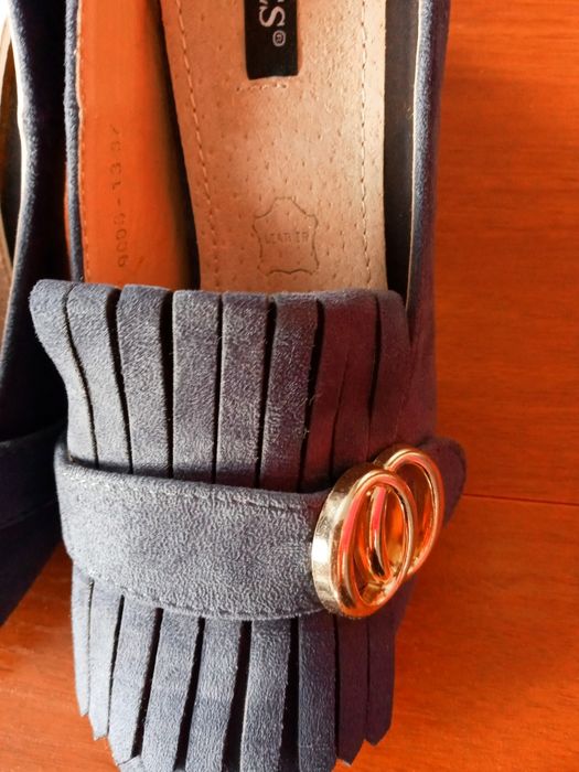 Polbuty damskie 37 granat wsuwane obcas