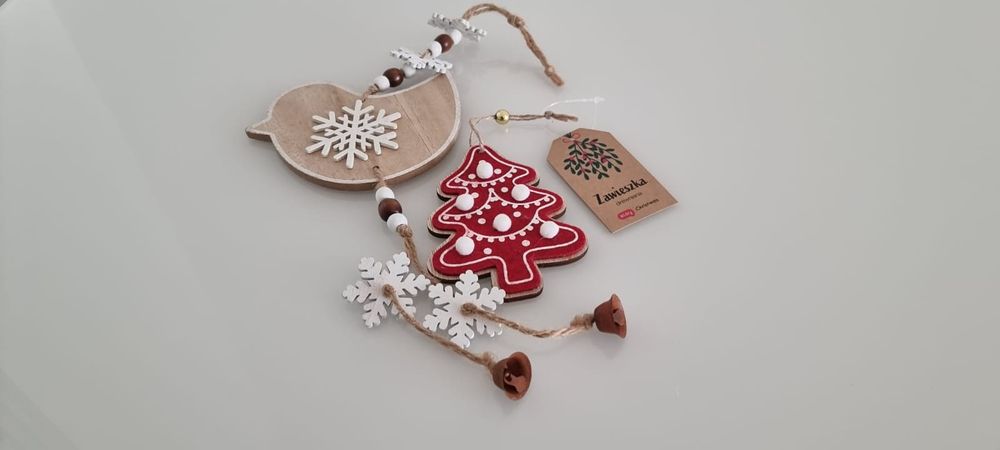 Komplet 4 drewnianych świątecznych zawieszek