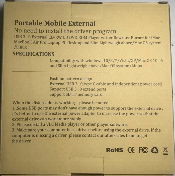 Zewnętrzny napęd CD DVD USB 3.0 typu C