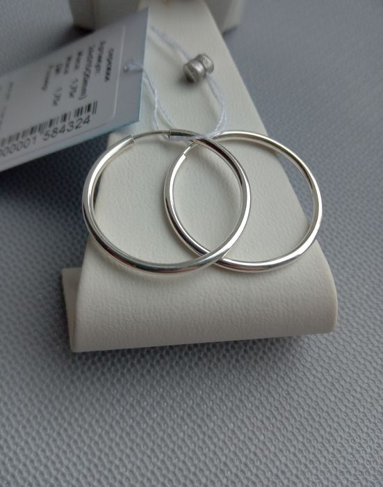 Серебряные серьги кольца Конго круглые кульчики круглі коло