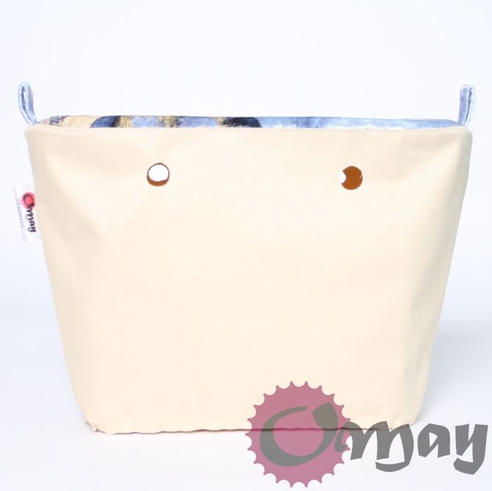 organizer do OBAG BAG MINI welur niebieski beż 2 kieszenie wkład OMAY