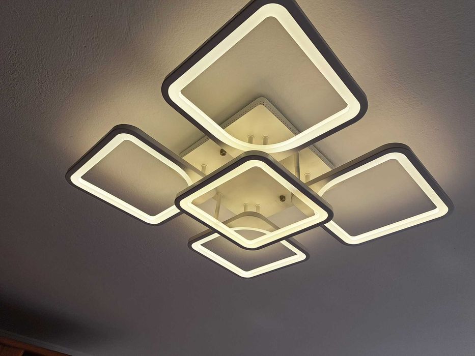 Plafon kwadratowy Iralan 58 x 58 cm biały Lampa sufitowa z pilotem