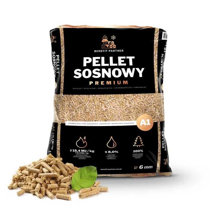 Pellet opałowy BENEFIT 100% sosnowy certyfikowany A1 z dostawą do domu