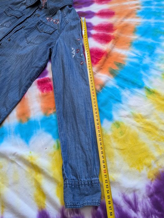 Рубашка з вишивкою, джинсова, для дівчинки. Р.152