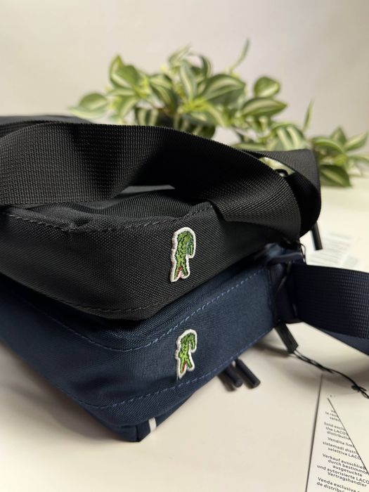 Сумка Lacoste Lacosta лакоста месенджер через плече чорна і синя
