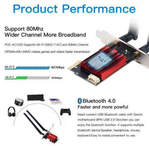WiFi PCI-E сетевая карта FENVI 1200 Мбит/с + Bluetooth4.0
