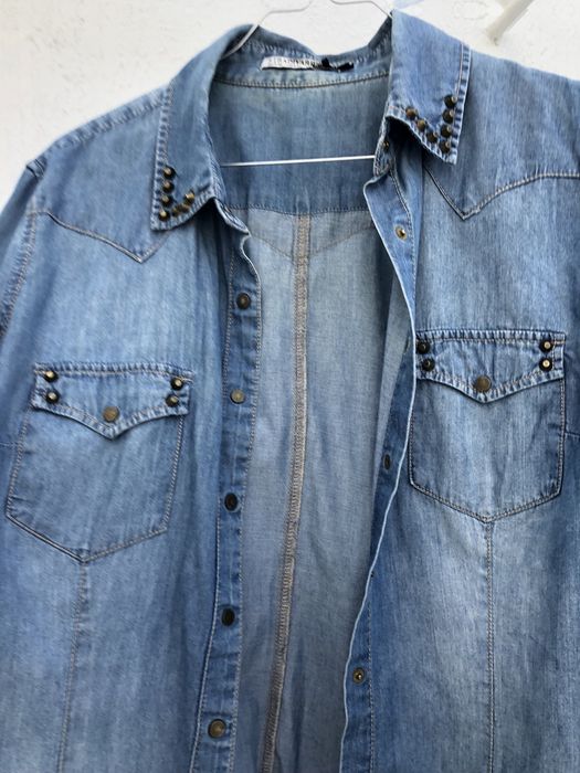 Camisa de ganga azul