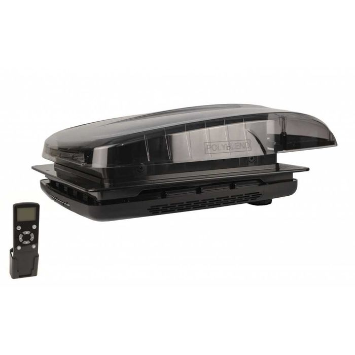 PLUS FAN 3.0 TOTAL BLACK okno dachowe z wentylatorem i oświetleniem LED do kampera, 400X400