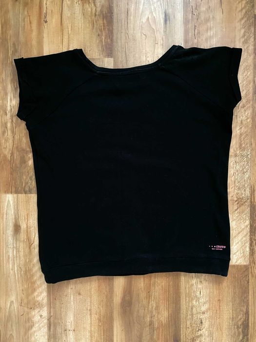 Czarny T-shirt Cropp S