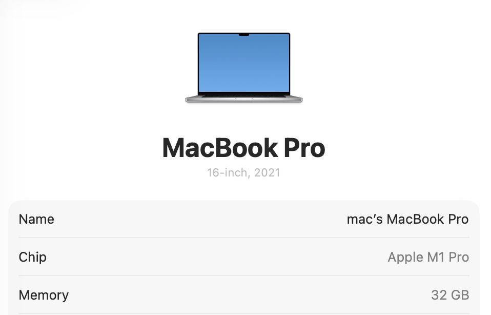 MacBook Pro 16 2021 32GB RAM 512GB SSD Silver