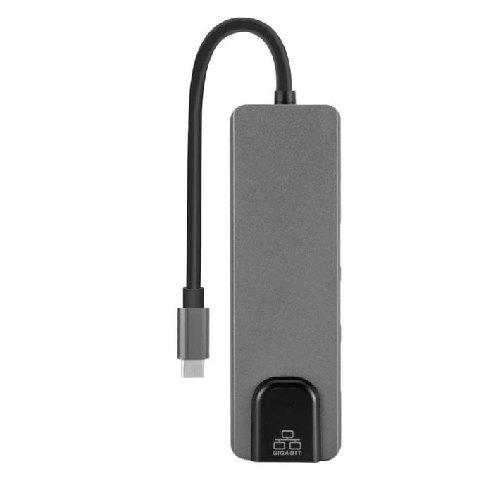 Хаб USB type-C 5 в 1 на HDMI LAN 1 Gbit USB 3.0 и USB-C переходник