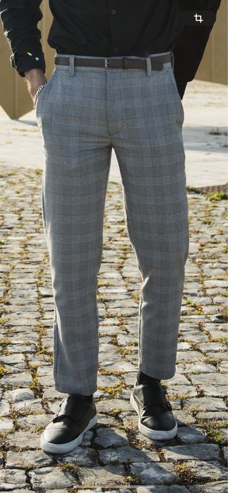 Calça aos quadrados - casual/chique
