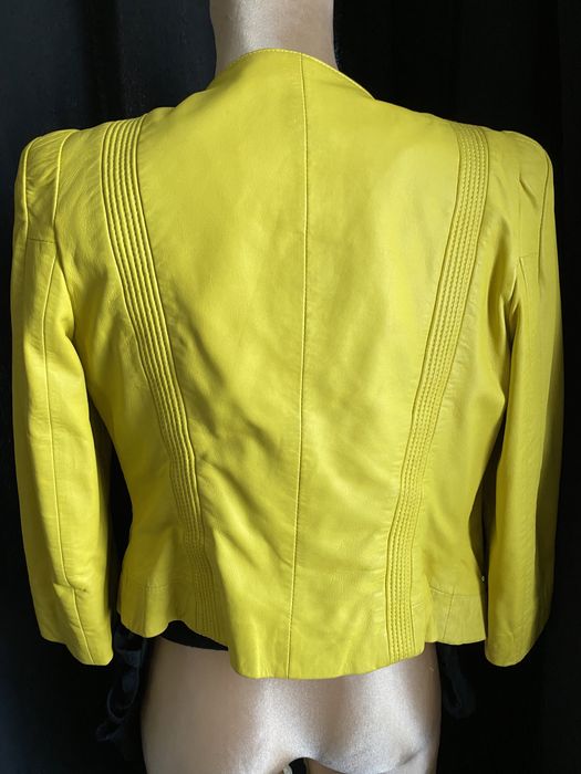 Kurtka damska S/36 Ochnik 3/4 rękaw ramoneska skóra naturalna seledyno