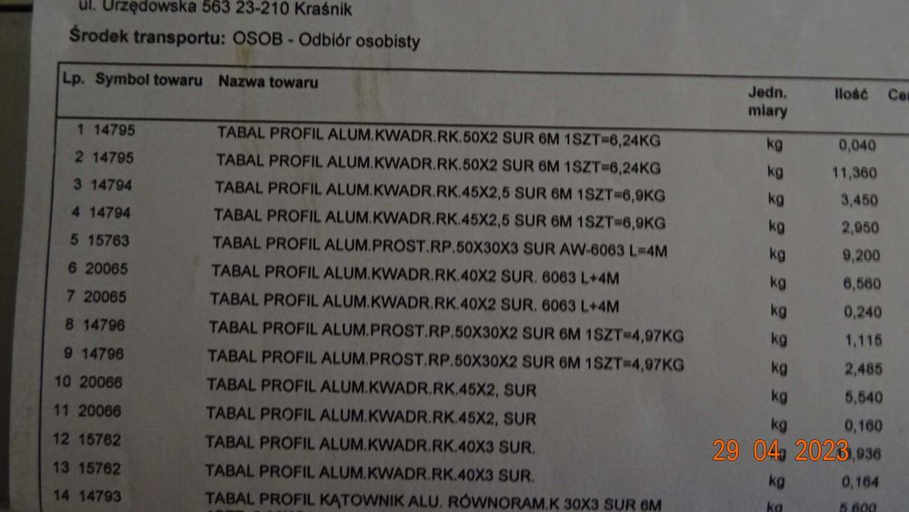 Profile aluminiowe o różnym kształcie