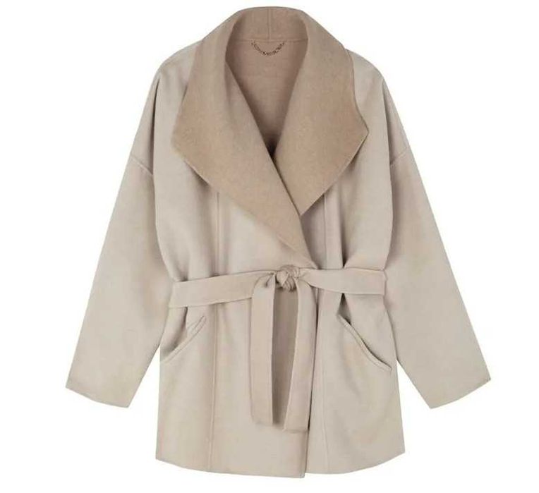 Бежеве пальто з поясом від Massimo Dutti, розмір L