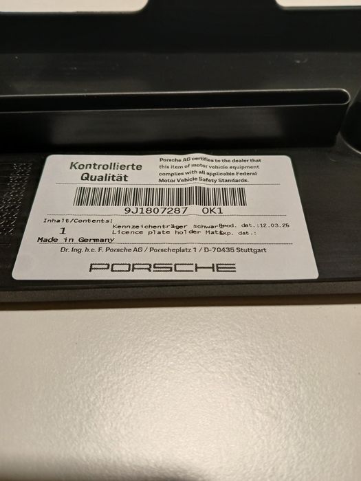 Podkładka tablicy rejestracyjnej Porsche 9J180.7287